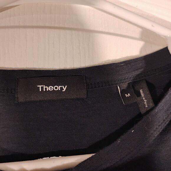 Theory henley tshirt mens M Medium black long sleeve cotton G0494561 - Picture 5 of 7